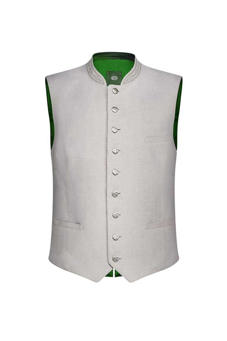 g-ssl-ausseer-gilet-herren-weste-original-bauernleinen-mit-eichenlaub-stickerei image 1