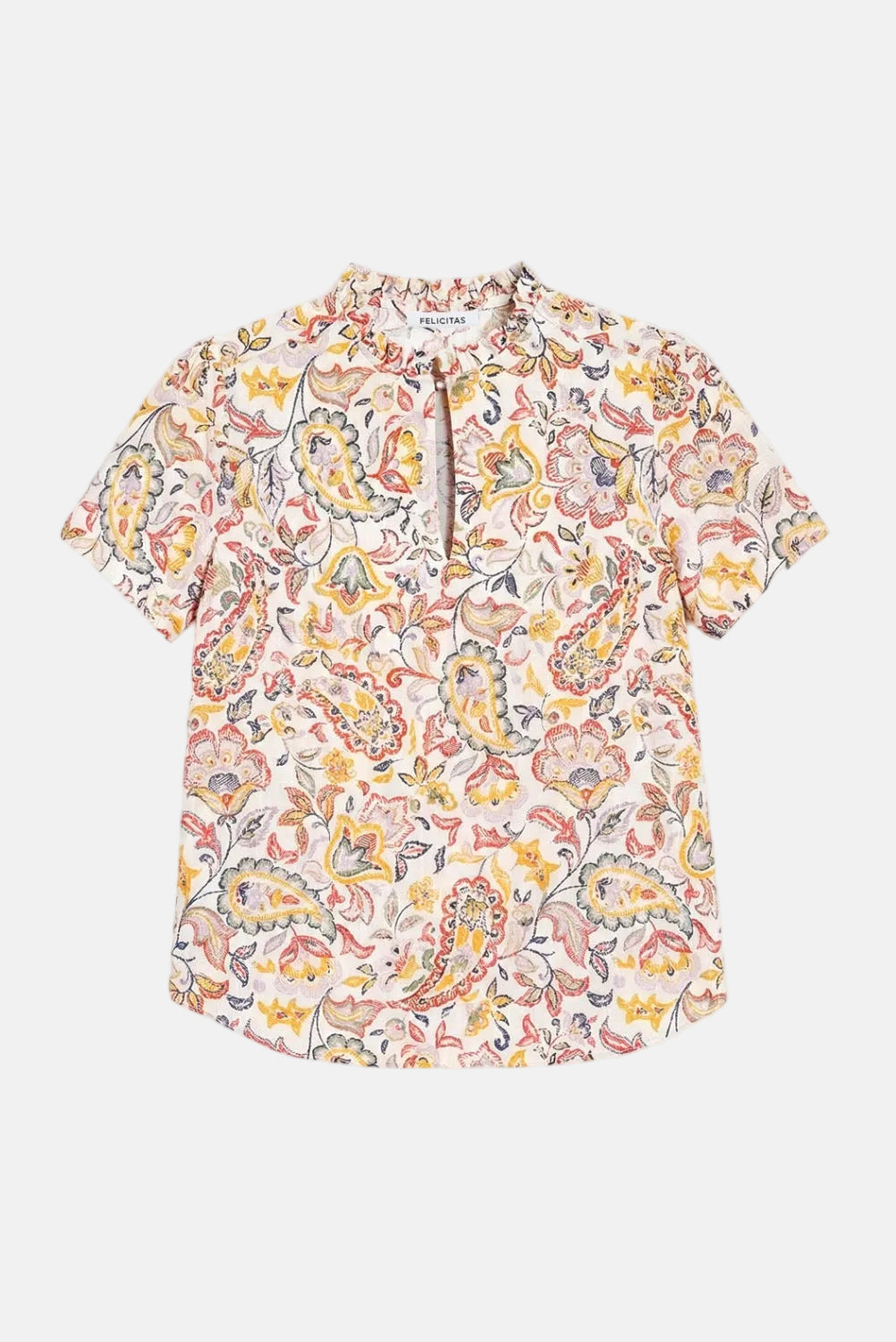 felicitas-banu-damen-bluse-kurzarm-printbluse-mit-stehkragen-und-r-schen image 5