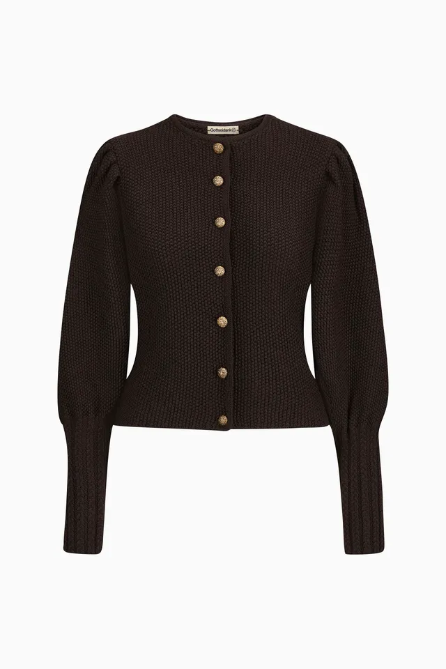 gottseidank-damenstrickjacke-gisela-uni-rundhals-mit-puff-rmeln-3 image 1