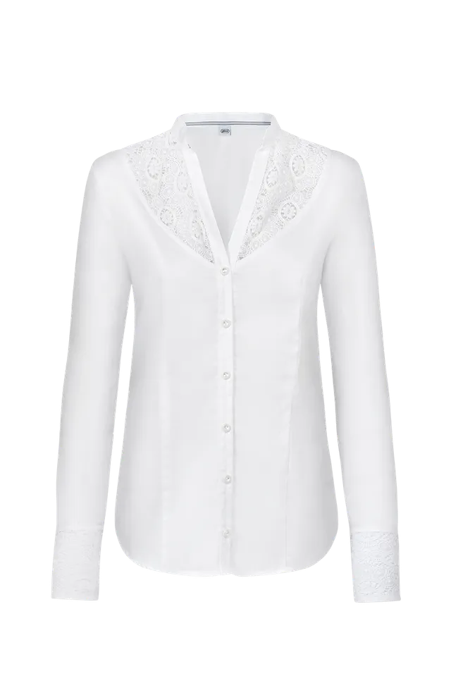 g-ssl-spitzenbluse-mit-stehkragen-damen-baumwollsatin image 1