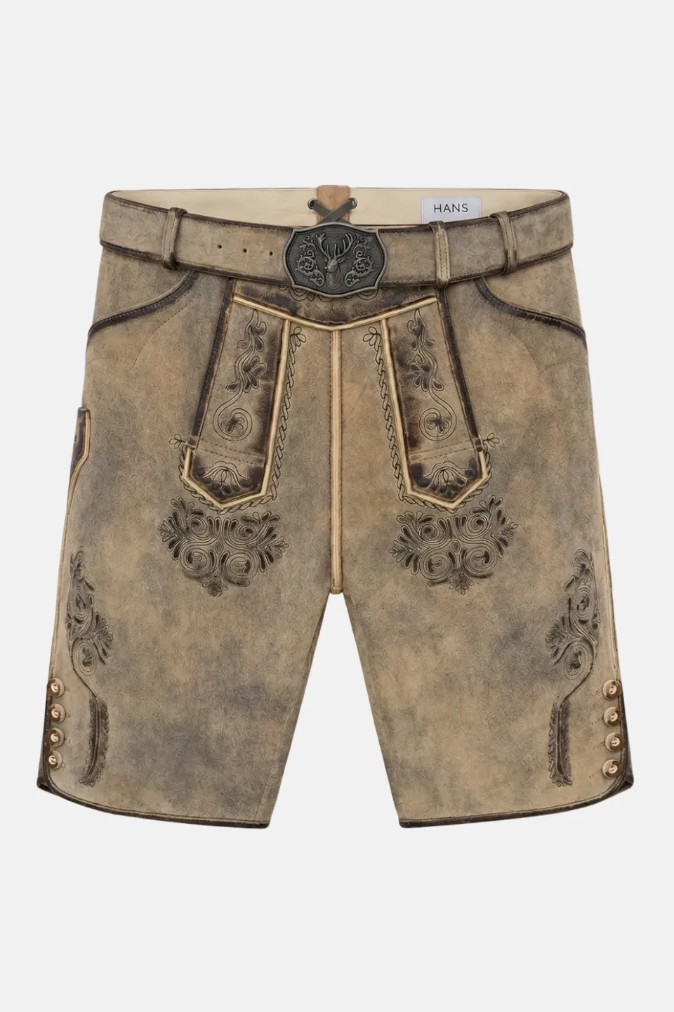 felicitas-herren-lederhose-ostsee-kurz-echtleder-mit-stickerei-und-g-rtel image 1