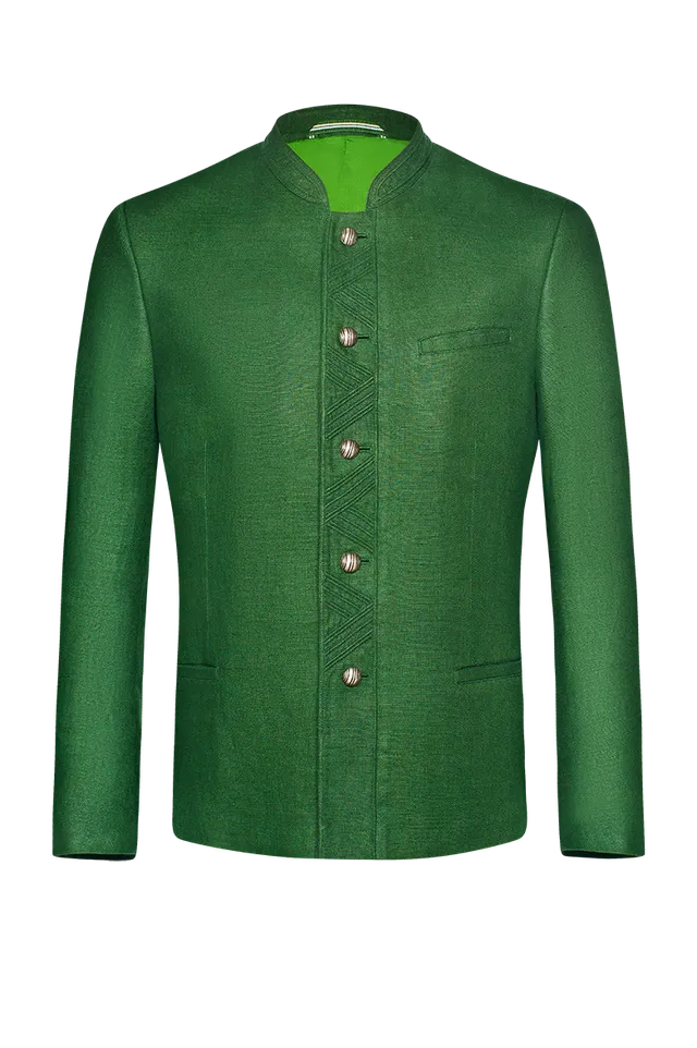 g-ssl-jacke-klare-linie-herren-stehkragen-jacke-gr-n-aus-leinen-mit-seidenfutter image 1