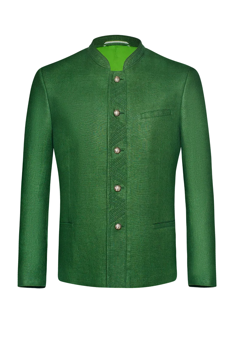g-ssl-jacke-klare-linie-herren-stehkragen-jacke-gr-n-aus-leinen-mit-seidenfutter image 1