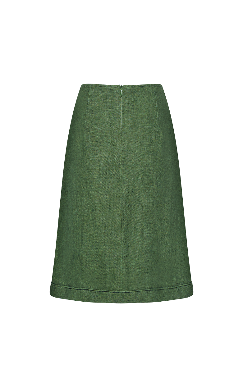 g-ssl-leinenrock-damen-a-linie-kniefrei-gr-n image 2