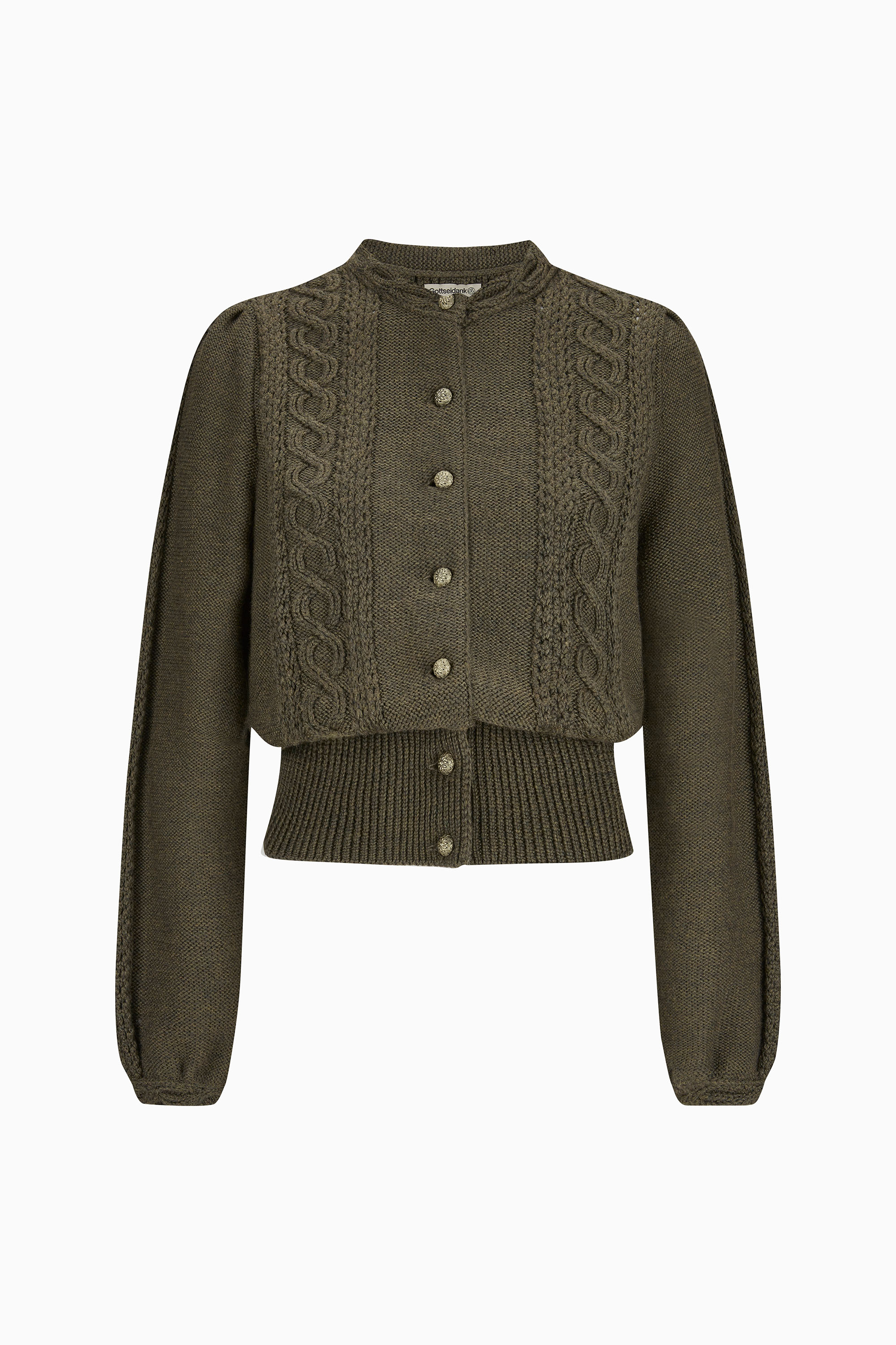 gottseidank-damenstrickjacke-lea-mit-stehkragen-und-puffarm image 1