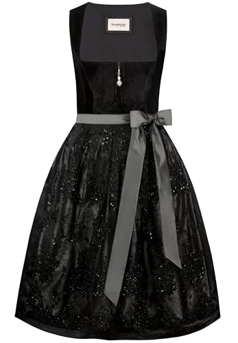 bergfeuer-damen-esta-midi-dirndl-schwarz-samt-mit-spitzensch-rze image 7
