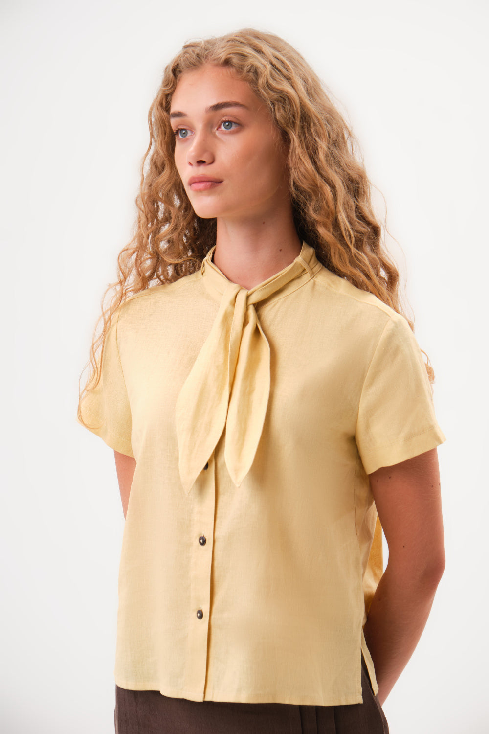 felicitas-beline-damen-kurzarm-bluse-leinen image 3