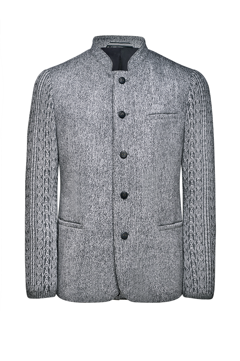 g-ssl-schladminger-jacke-mit-modelstrick-stehkragen-loden-grau-schwarz image 1