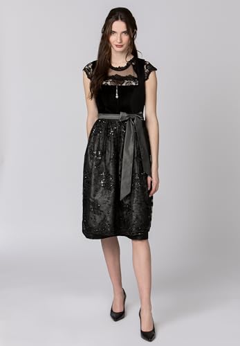 bergfeuer-damen-esta-midi-dirndl-schwarz-samt-mit-spitzensch-rze image 8