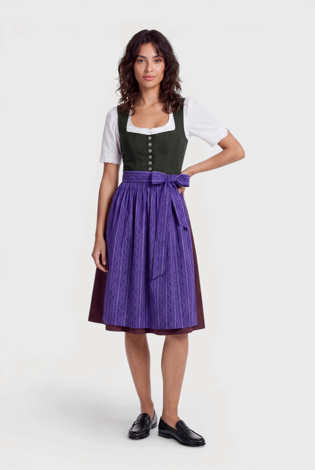 felicitas-damen-dirndl-deliah-gr-n-70-cm-mit-geradem-ausschnitt image 1