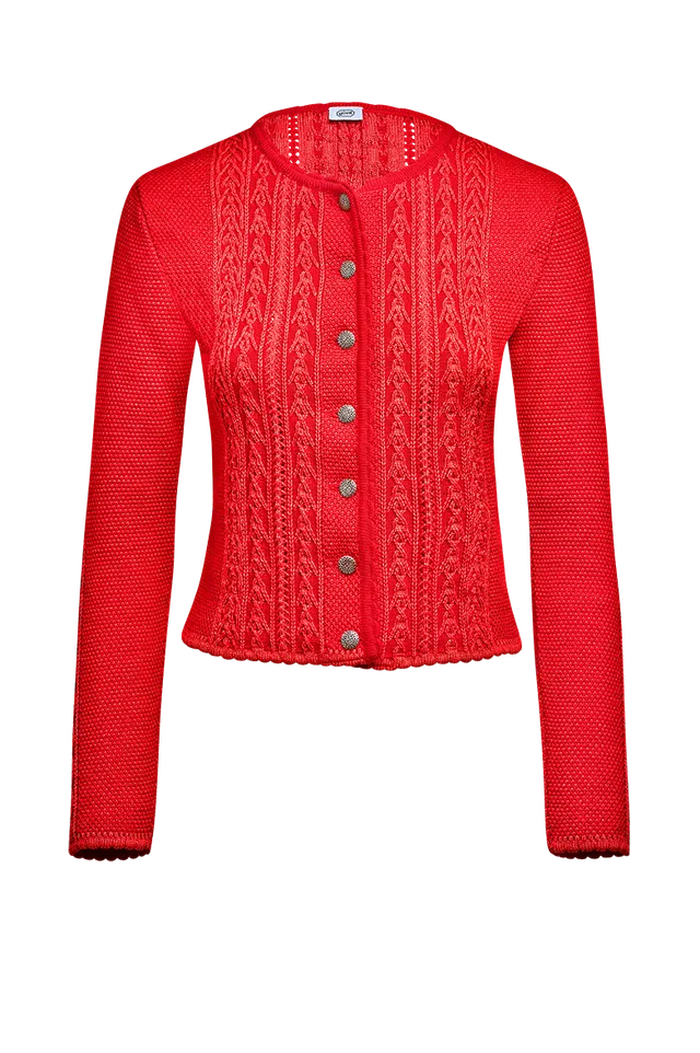 g-ssl-jacke-in-plattiertem-strick-trachten-strickjacke-rot image 1