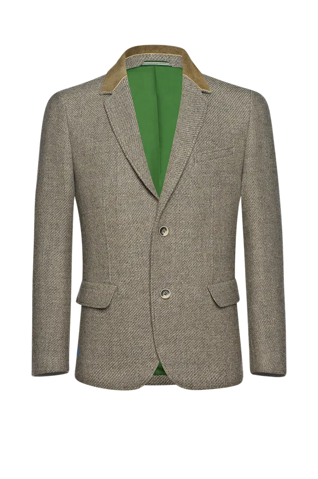g-ssl-tweed-sakko-mit-hirschlederkragen-grau-schwarz image 1