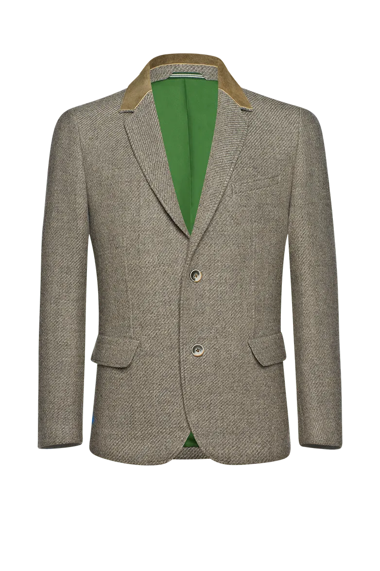 g-ssl-tweed-sakko-mit-hirschlederkragen-grau-schwarz image 1