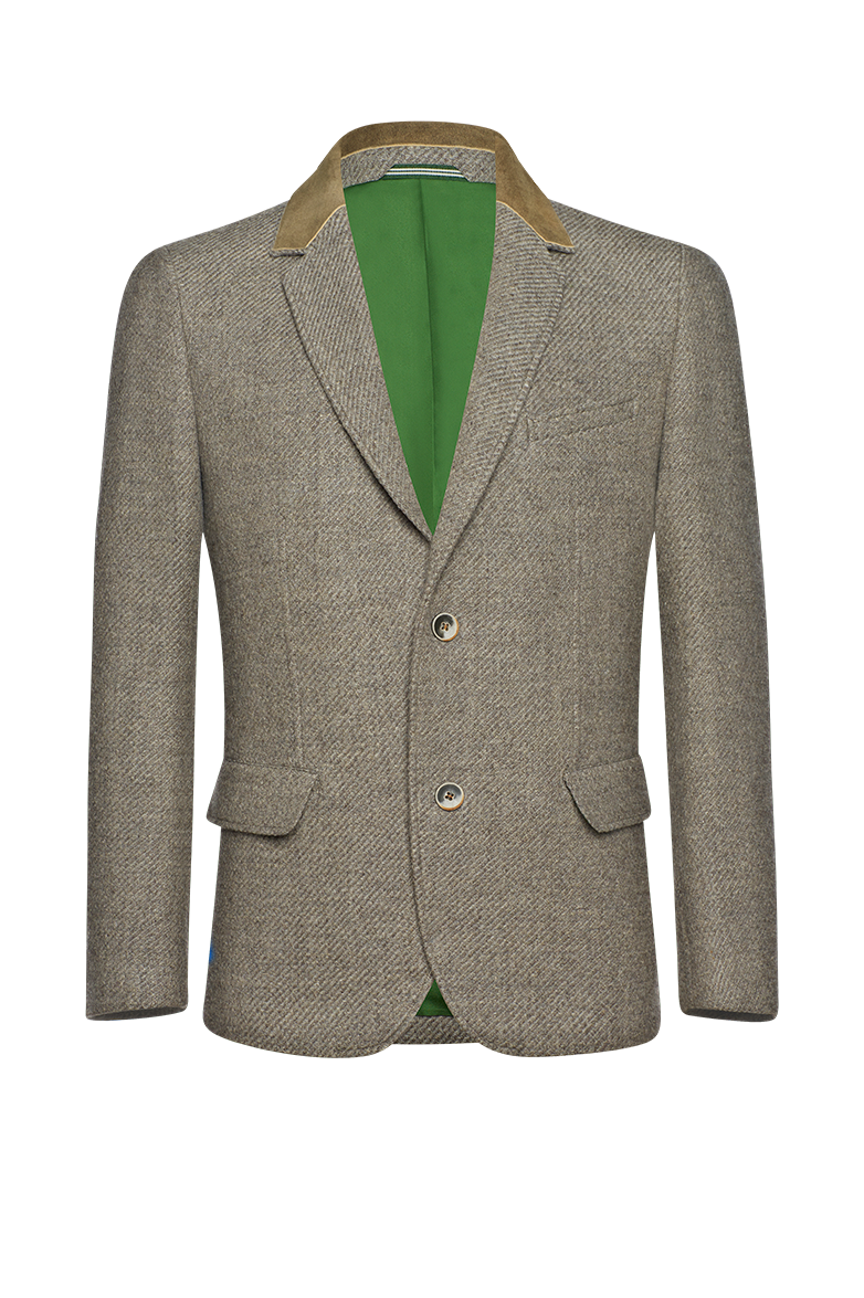g-ssl-tweed-sakko-mit-hirschlederkragen-grau-schwarz image 1
