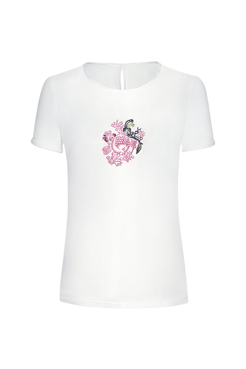 g-ssl-kurzarm-shirt-damen-wei-seiden-top-mit-jersey-r-cken image 1