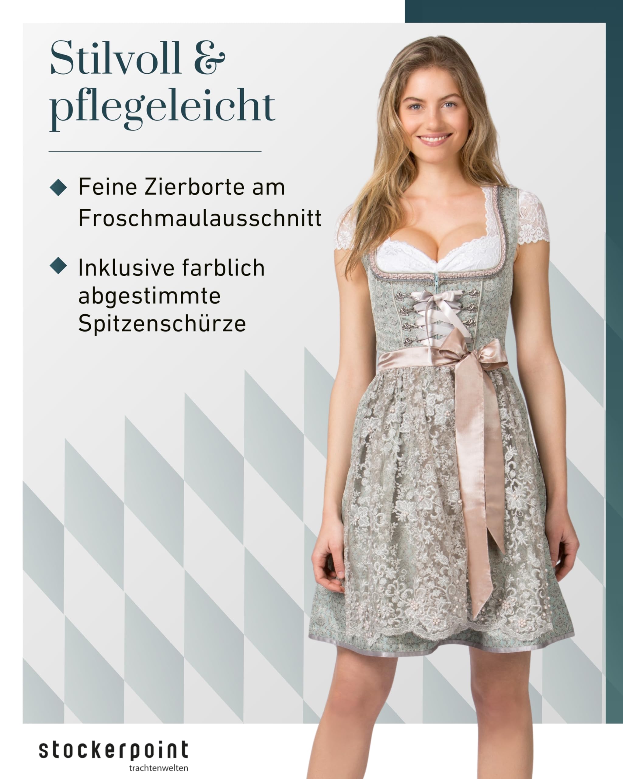 stockerpoint-shila-damen-dirndl-mint-jacquard-mit-spitzensch-rze image 3