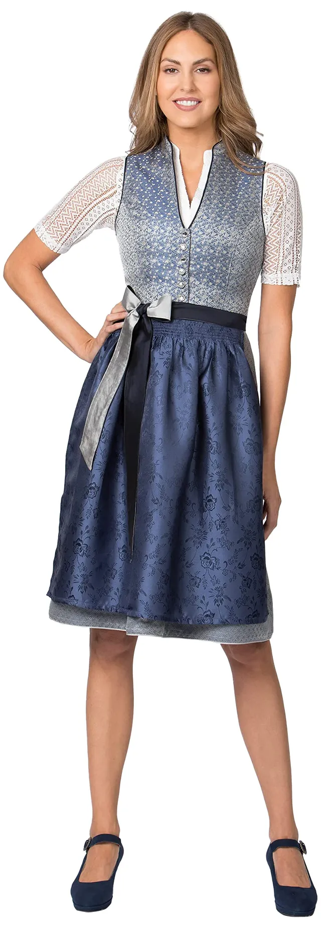 stockerpoint-ofelia-damen-dirndl-blau-jacquard-hochgeschlossen image 1
