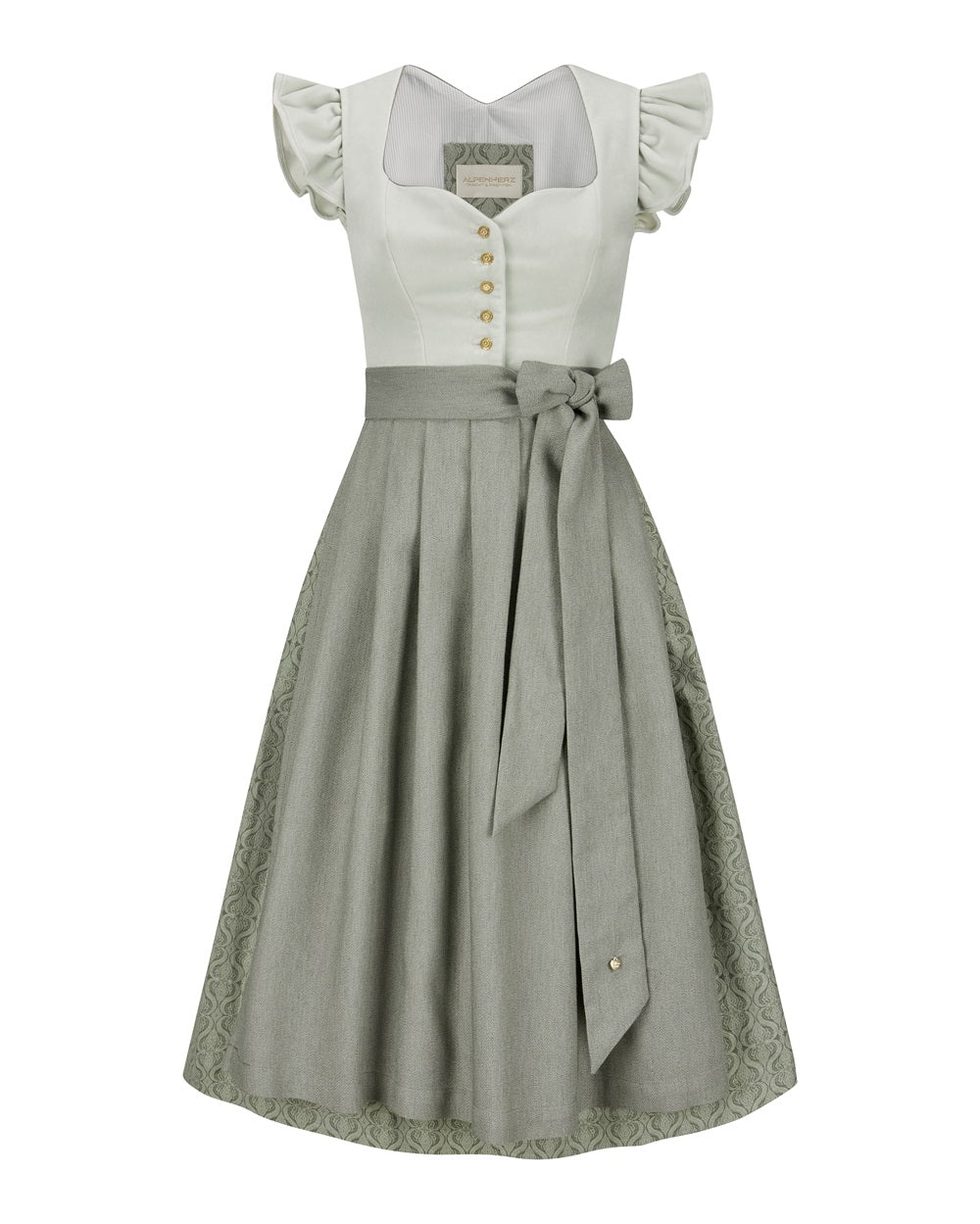 alpenherz-samtdirndl-mel-fl-gelarm-dirndl-in-lindgr-n-aus-baumwollsamt image 1