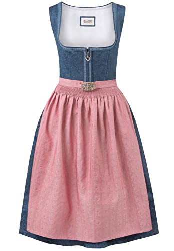 stockerpoint-roseline-midi-dirndl-blau-altrosa-baumwolle image 7