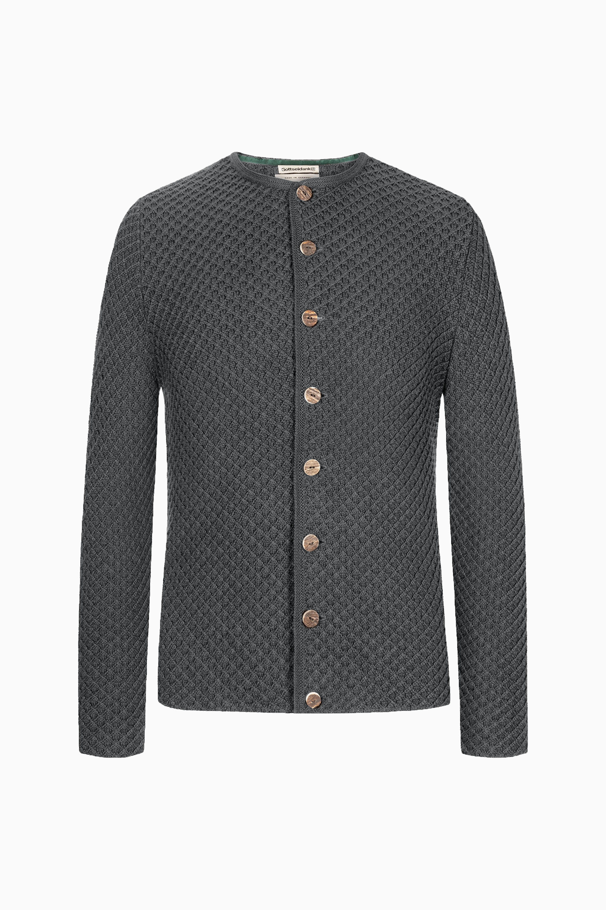 gottseidank-xaver-uni-herrenstrickjacke-im-waffelmuster image 1