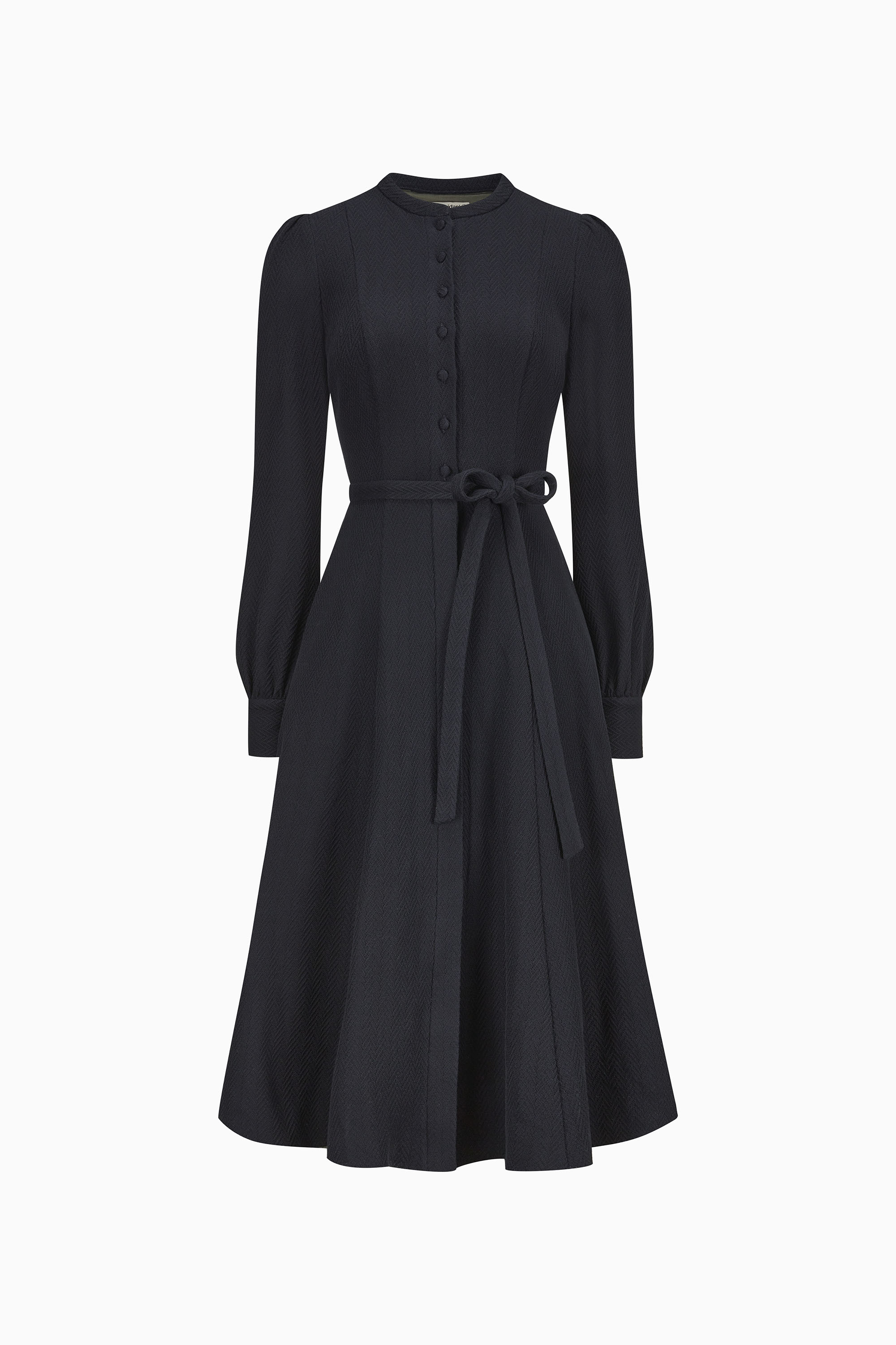 gottseidank-kleid-rahel-godet-kleid-stehkragen-bindeg-rtel image 1