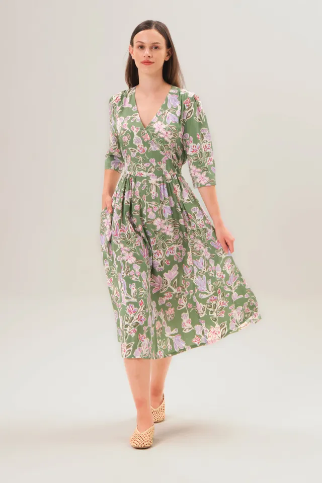 felicitas-damen-kleid-kathena-langes-sommerkleid-mit-v-ausschnitt image 1
