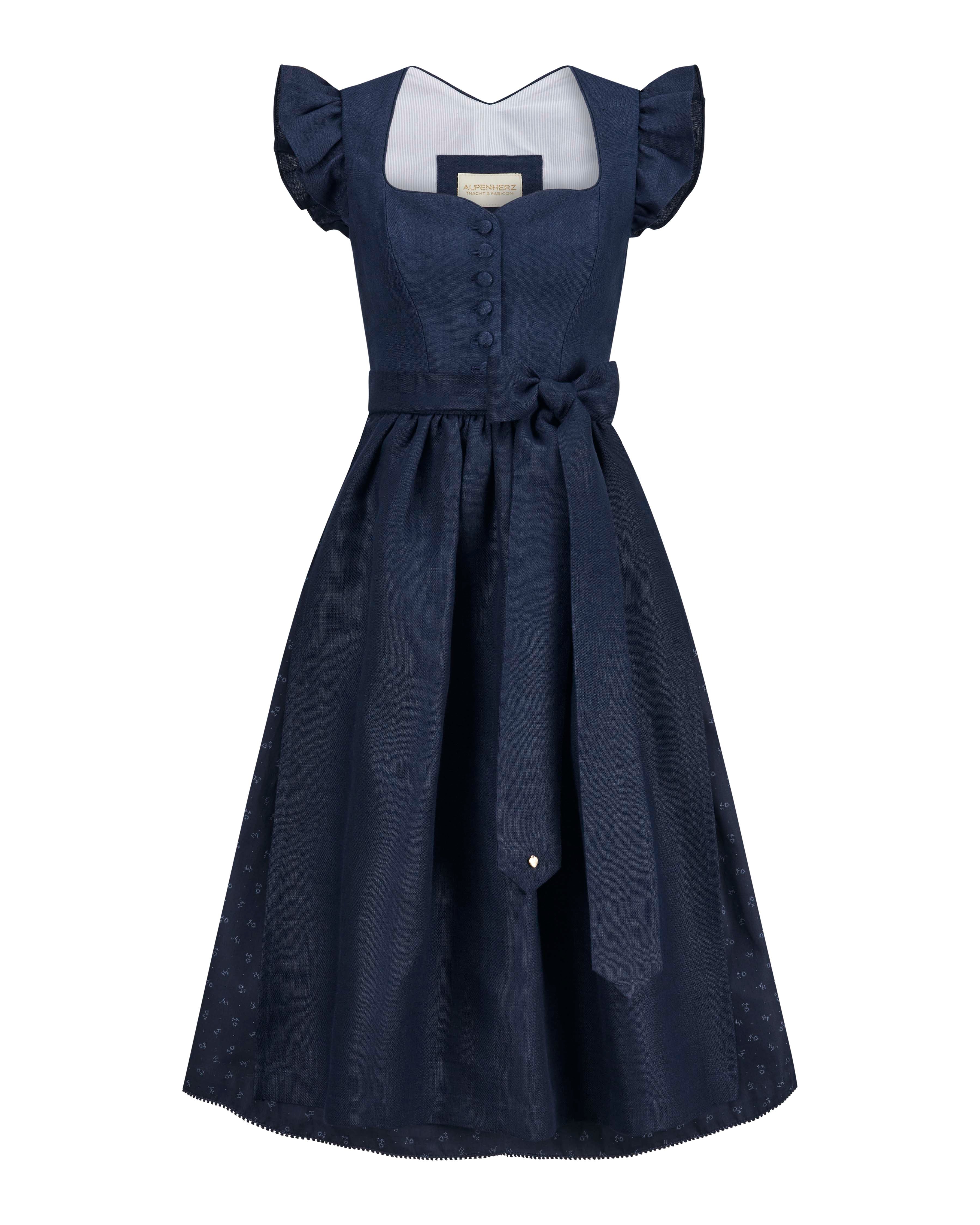 alpenherz-dirndl-marie-twin-mit-fl-gel-puffarm-leinen-dirndl-dunkelblau image 2