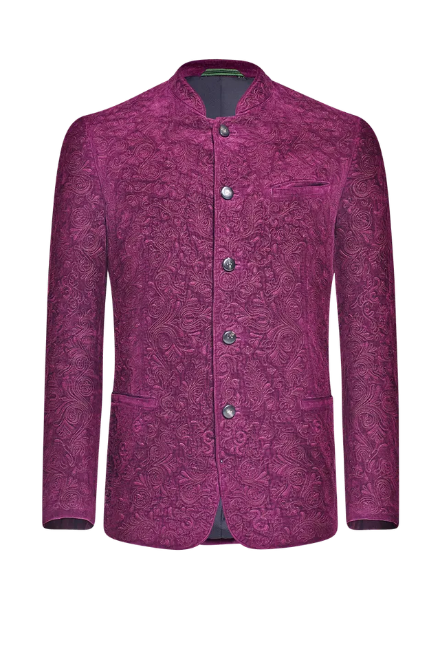 g-ssl-samtjacke-mit-reicher-relief-stickerei-herren-stehkragen-jacke image 1