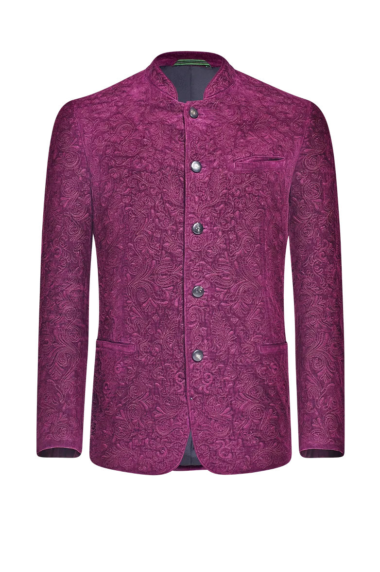 g-ssl-samtjacke-mit-reicher-relief-stickerei-herren-stehkragen-jacke image 1