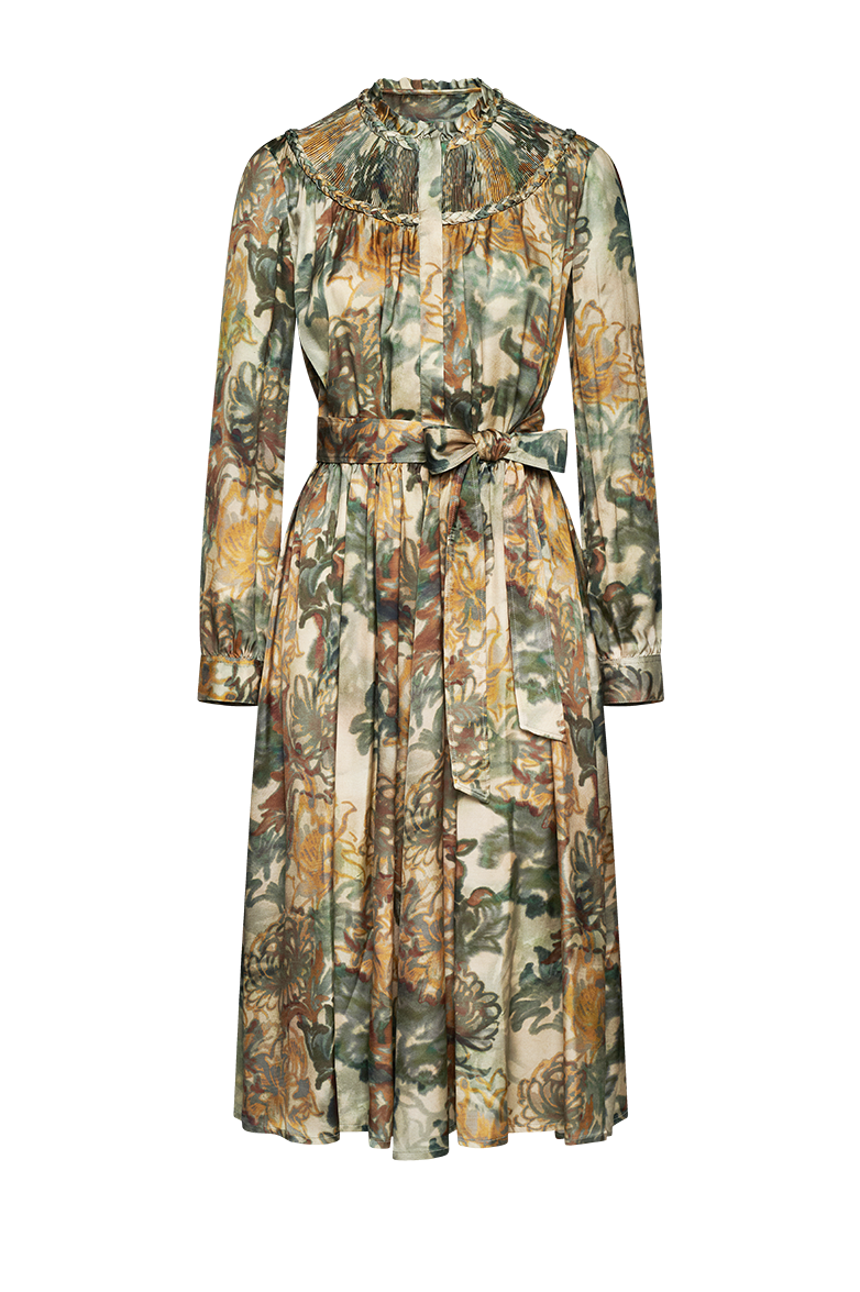 g-ssl-luftiges-jagdkleid-damen-viskose-kleid-gr-n-mit-jagdprint image 1