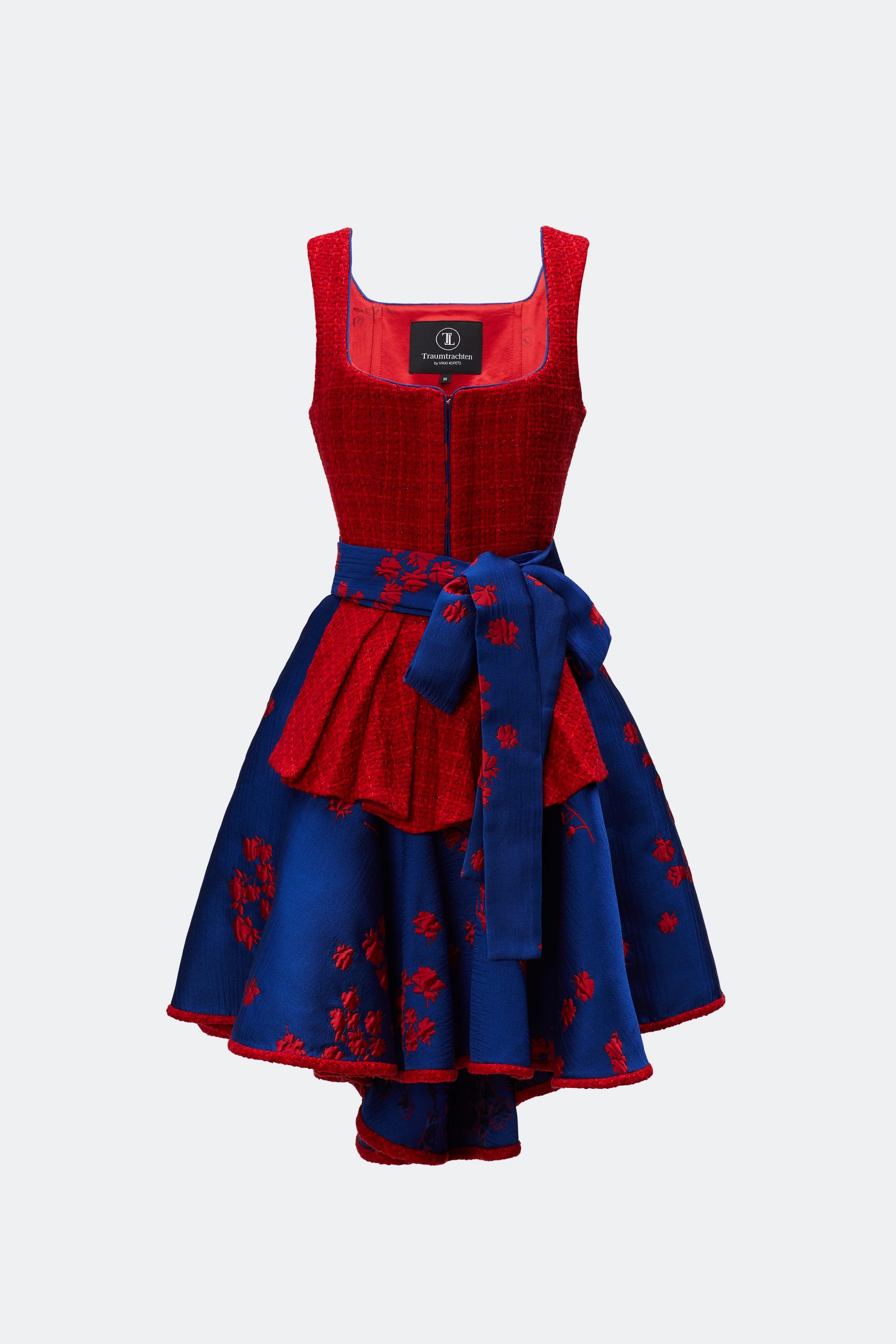 traumtrachten-designerdirndl-zita-mit-tweedmieder-in-rot image 1