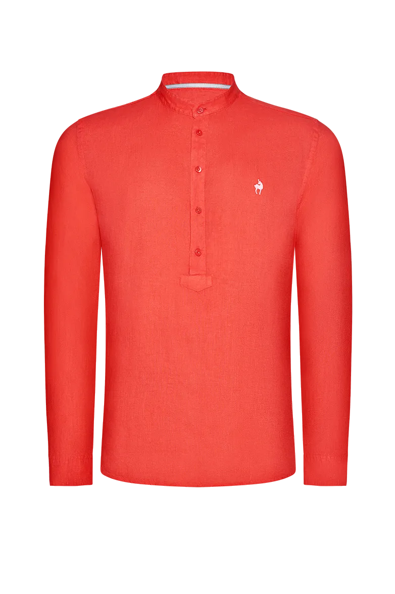g-ssl-traditionelle-pfoad-herrenhemd-rot-normandie-leinen image 1