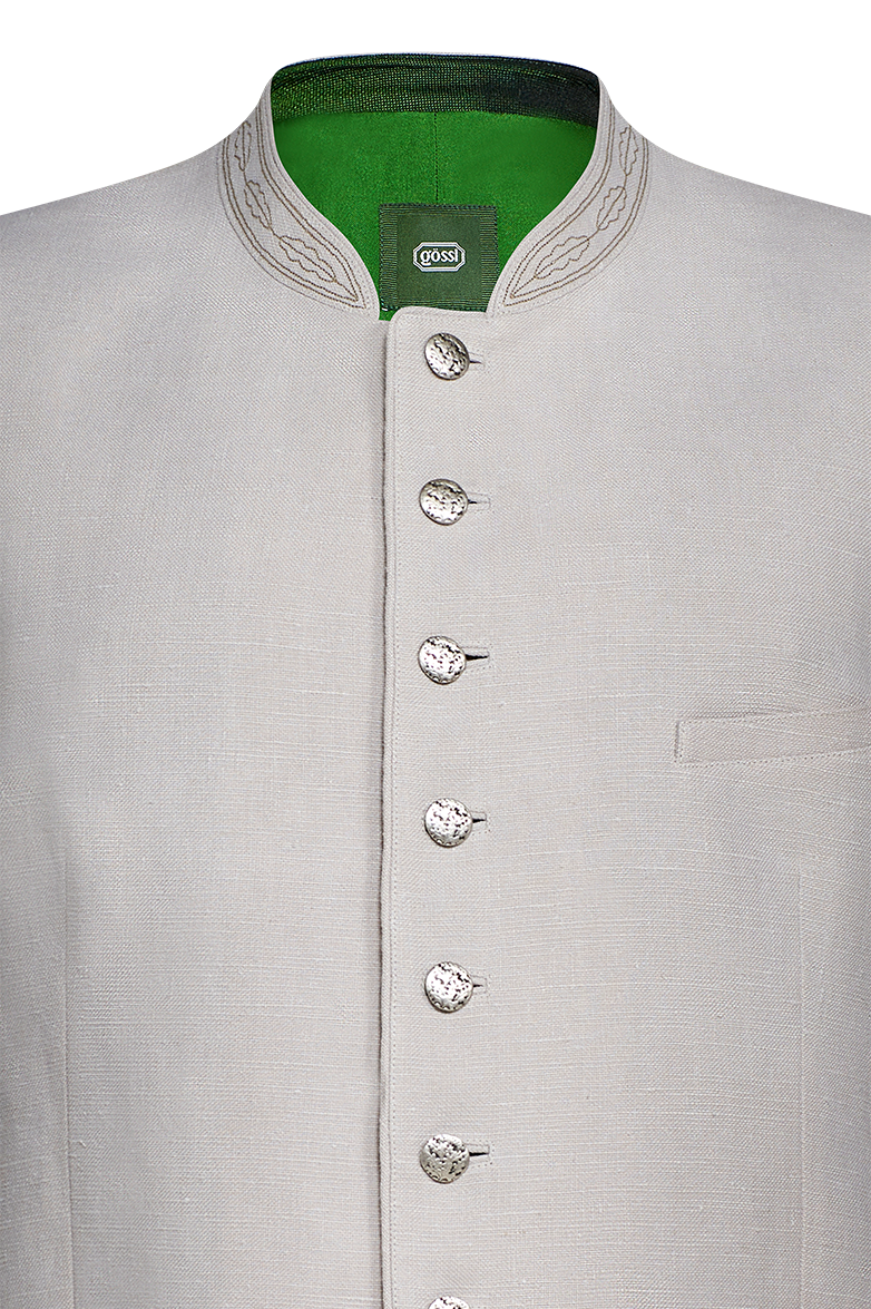 g-ssl-ausseer-gilet-herren-weste-original-bauernleinen-mit-eichenlaub-stickerei image 3