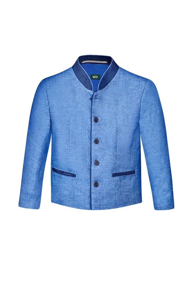 g-ssl-kleiner-zwilling-kinder-stehkragenjacke-leinen-hanf-blau image 1