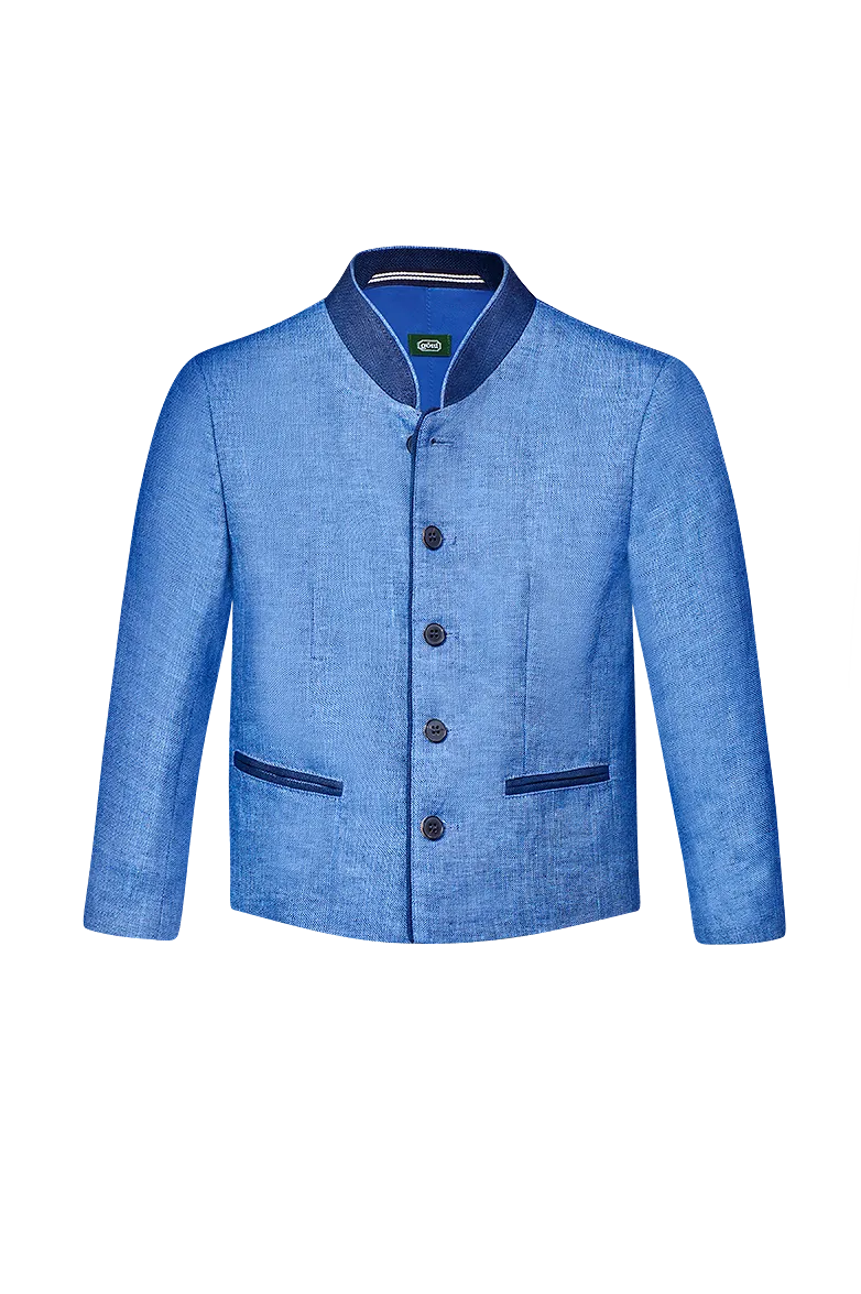 g-ssl-kleiner-zwilling-kinder-stehkragenjacke-leinen-hanf-blau image 1