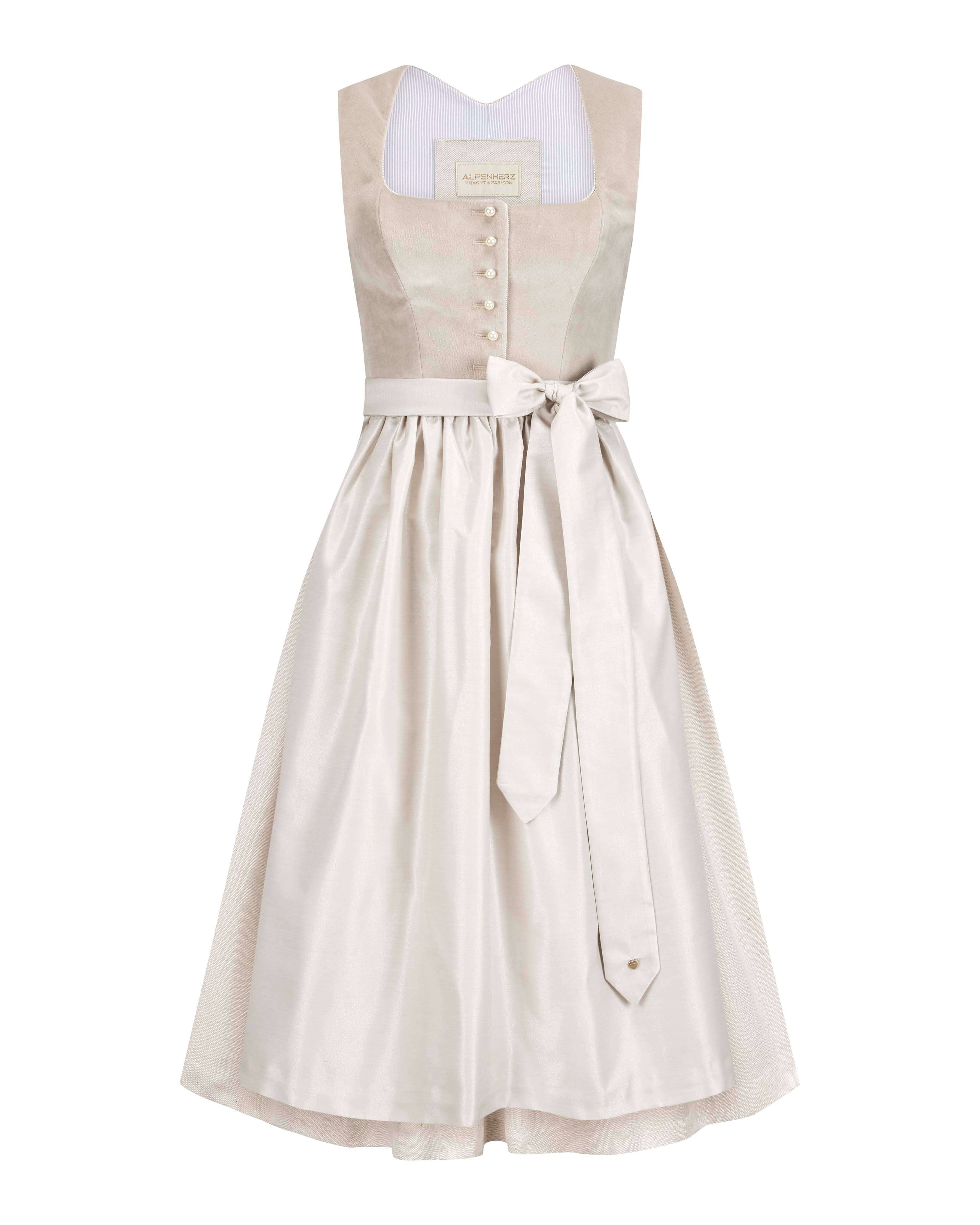 alpenherz-samtdirndl-mel-beige-mit-abkn-pfbarem-fl-gelarm-hochzeit image 2
