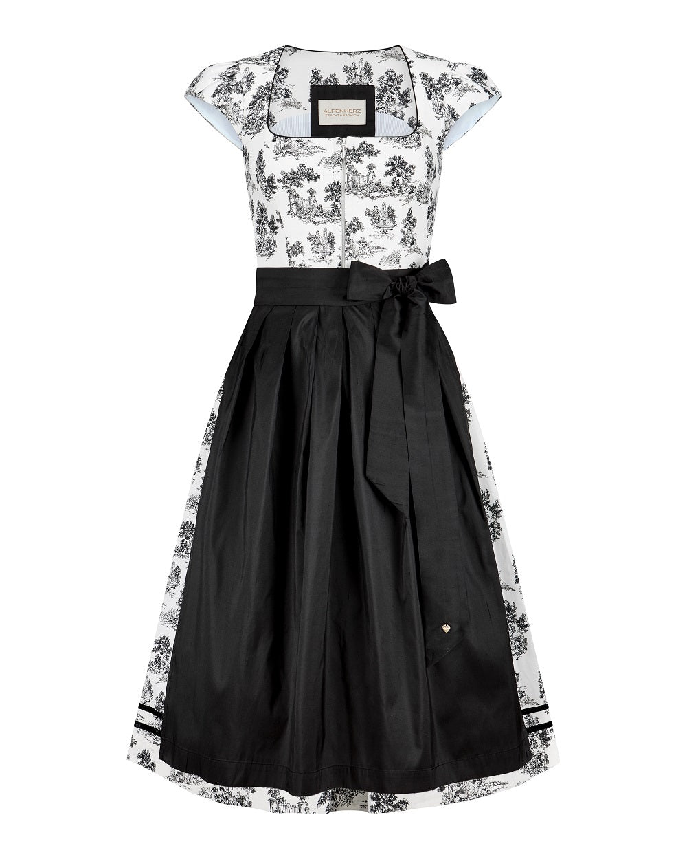 alpenherz-rmchendirndl-monaco-wei-schwarz-dirndl-mit-seidensch-rze image 2