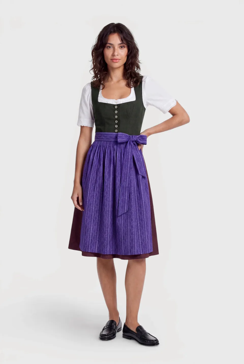 felicitas-damen-dirndl-deliah-gr-n-70-cm-mit-geradem-ausschnitt image 1