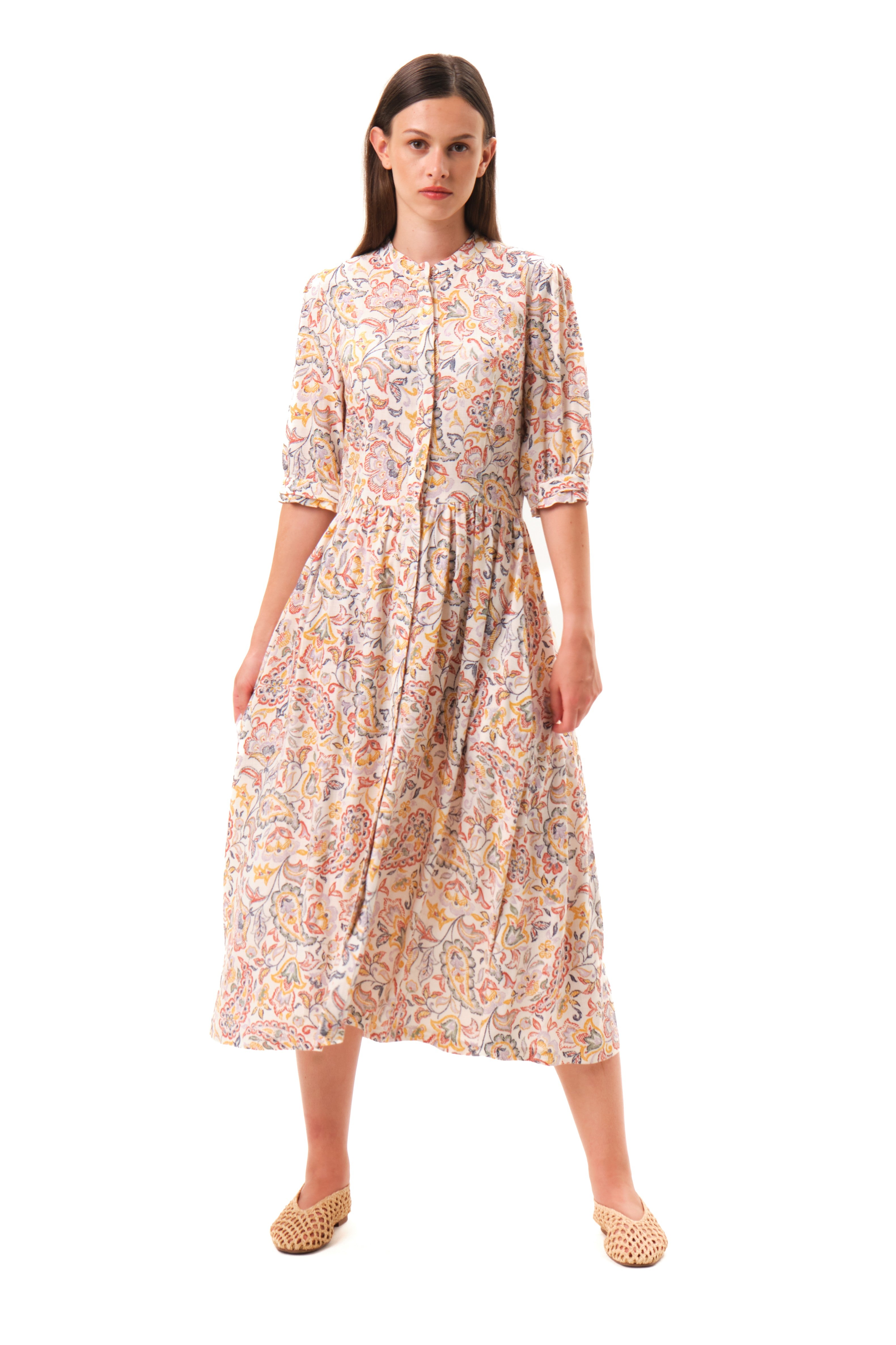 felicitas-damen-kleid-kordelia-leinen-viskose-stehkragen image 3