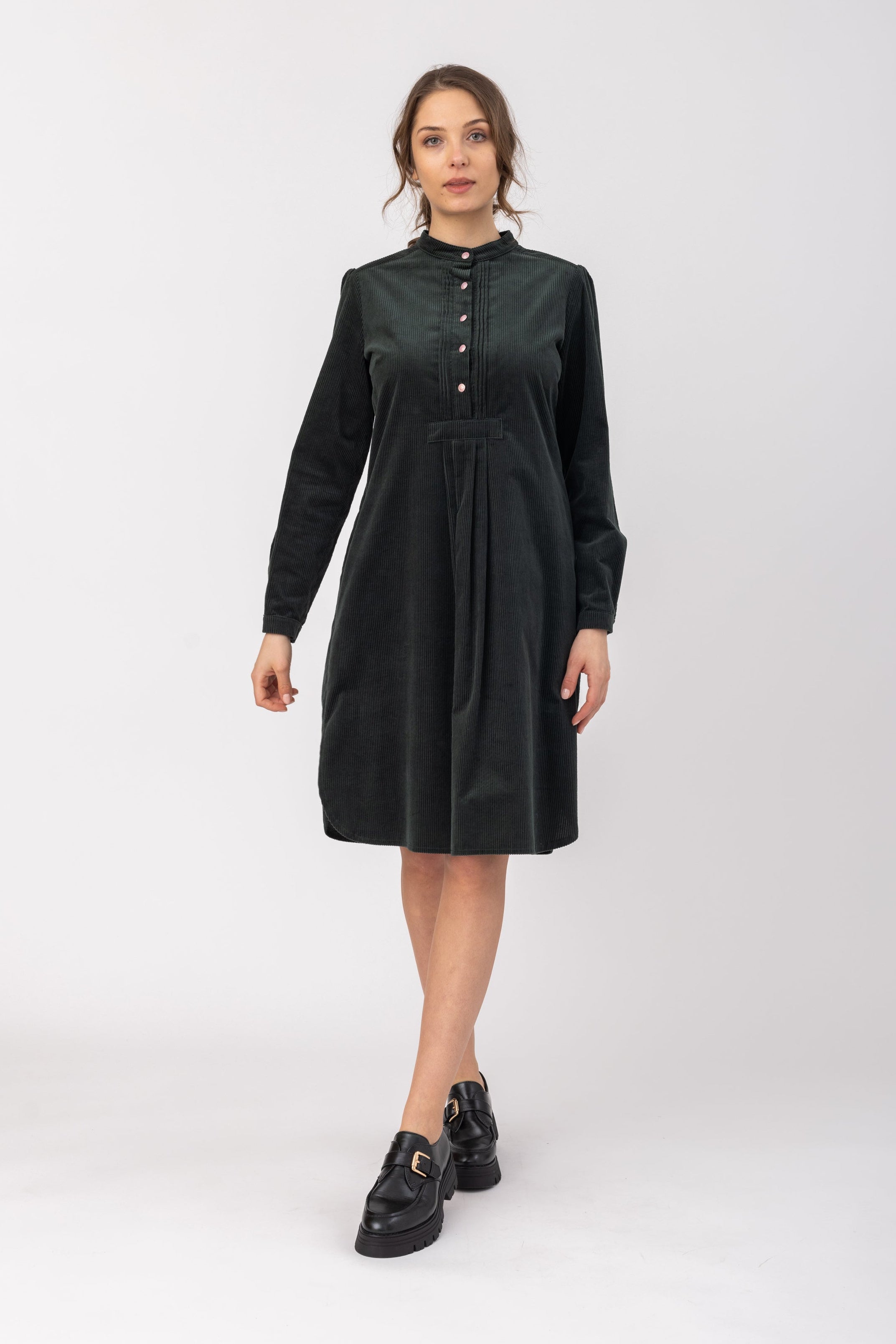 felicitas-kleo-damenkleid-baumwollcord-bestseller-stehkragen image 1