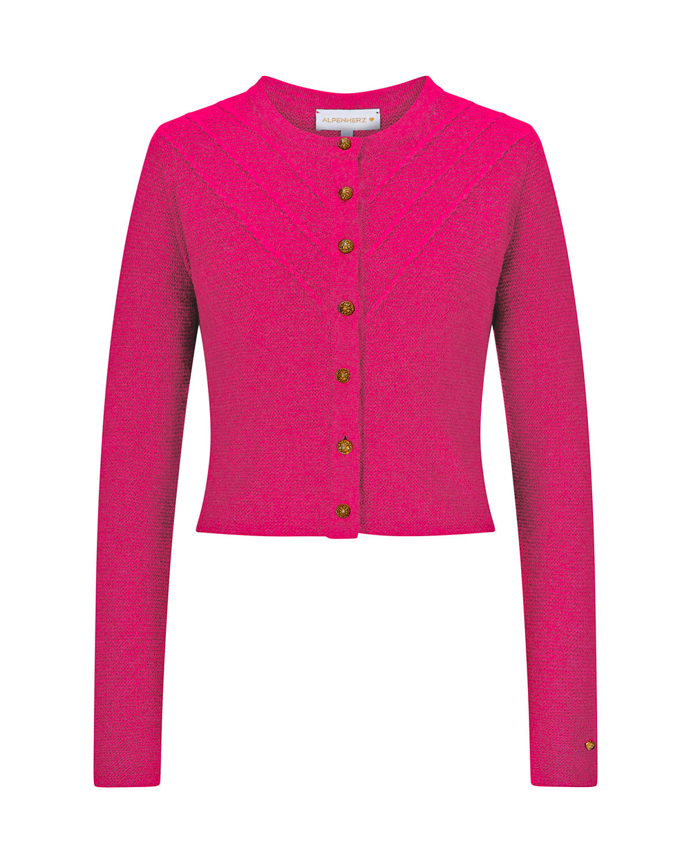alpenherz-strickjacke-elanie-pink-trachten-strickjacke-mit-goldkn-pfen image 1