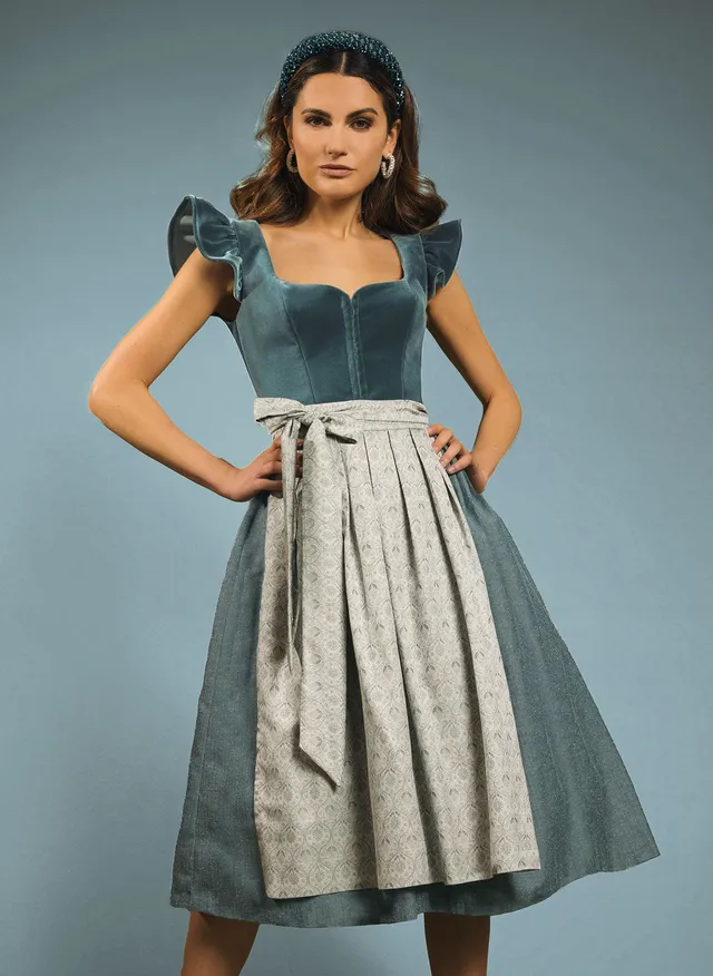 alpenherz-samtdirndl-melissa-mit-abkn-pfbarem-arm-in-eukalyptus image 1