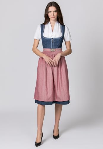 stockerpoint-roseline-midi-dirndl-blau-altrosa-baumwolle image 8