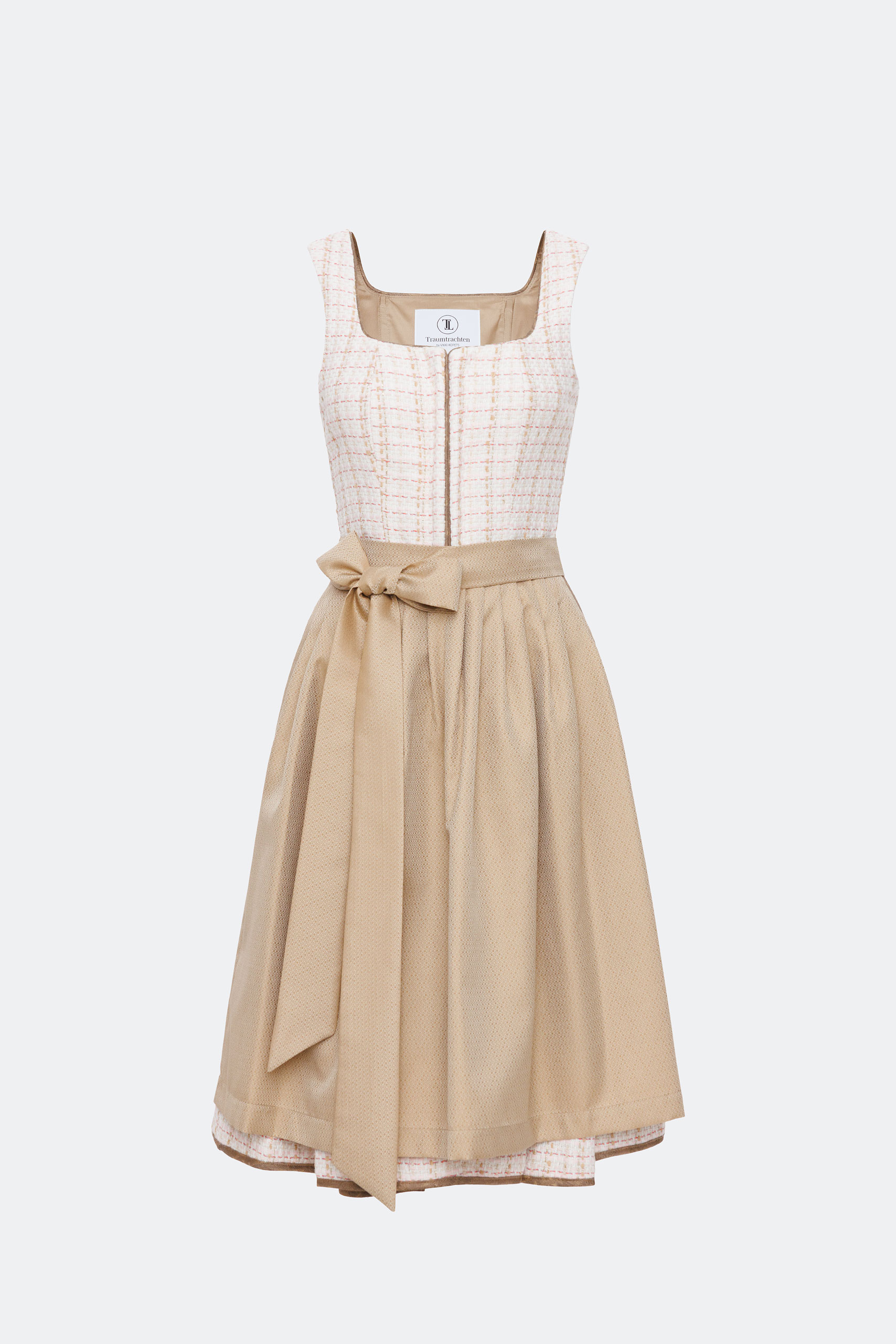 traumtrachten-designerdirndl-amalie-mit-tweedmieder-in-taupe image 1
