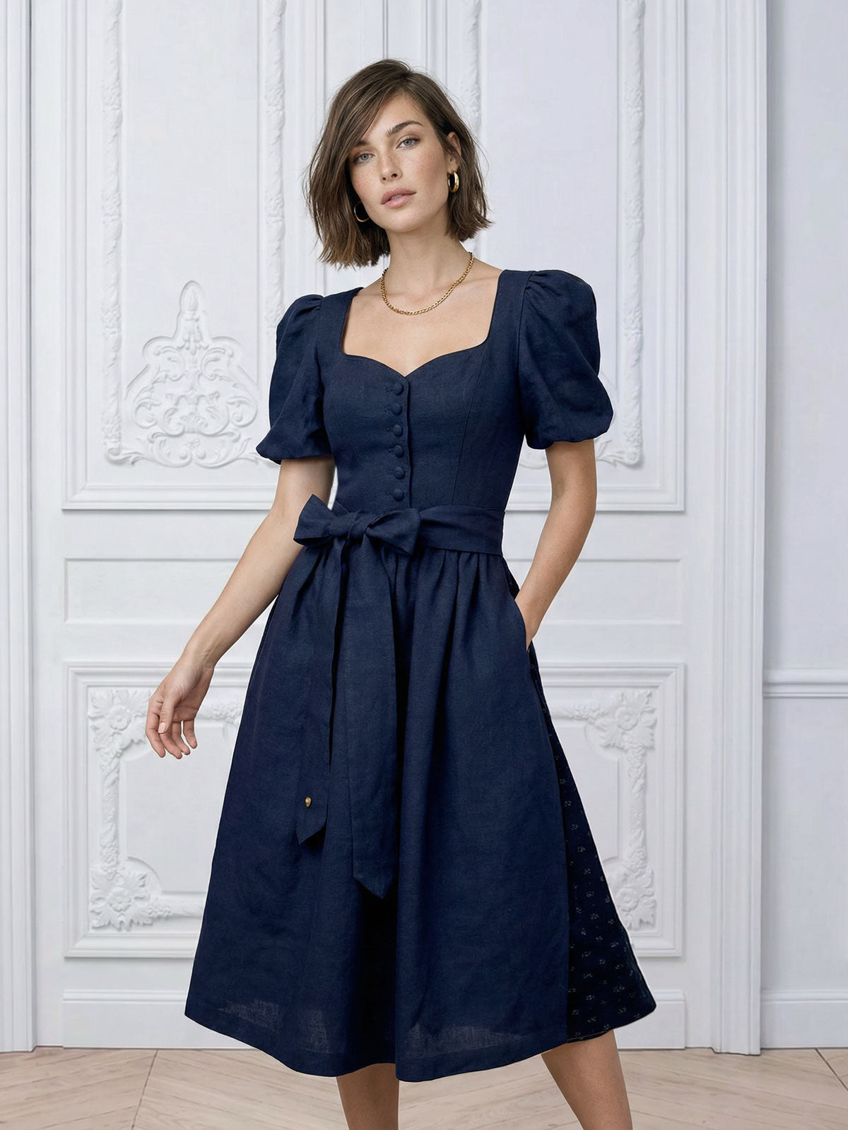 alpenherz-dirndl-marie-twin-mit-fl-gel-puffarm-leinen-dirndl-dunkelblau image 6
