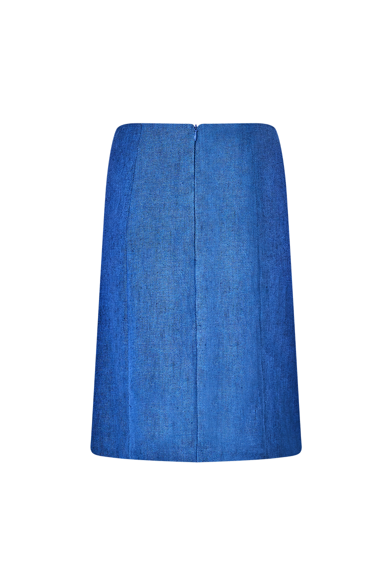 g-ssl-ausgestellter-panama-rock-kurzer-leinen-rock-in-blau image 2