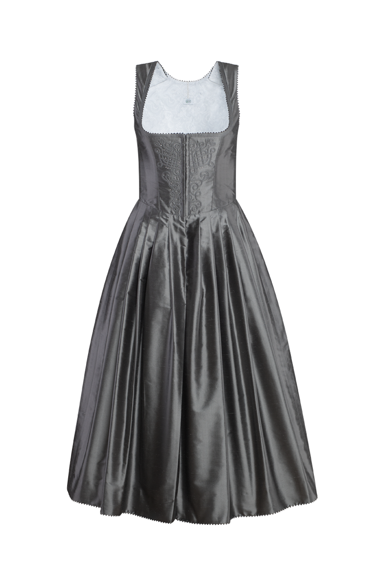 g-ssl-dirndl-glanz-und-glamour-seiden-dirndl-midi-grau-schwarz image 1