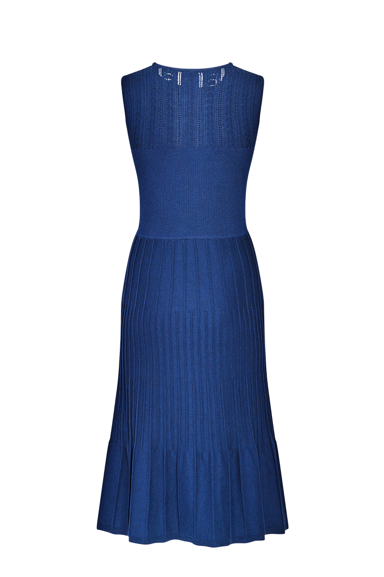 g-ssl-tailliertes-strickkleid-damen-baumwolle-blau-ajourmuster image 2