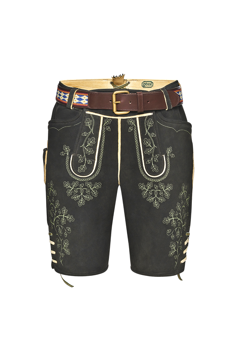 g-ssl-bayerische-lederhose-braun-hirschleder-mit-eichenlaub-stickerei image 1