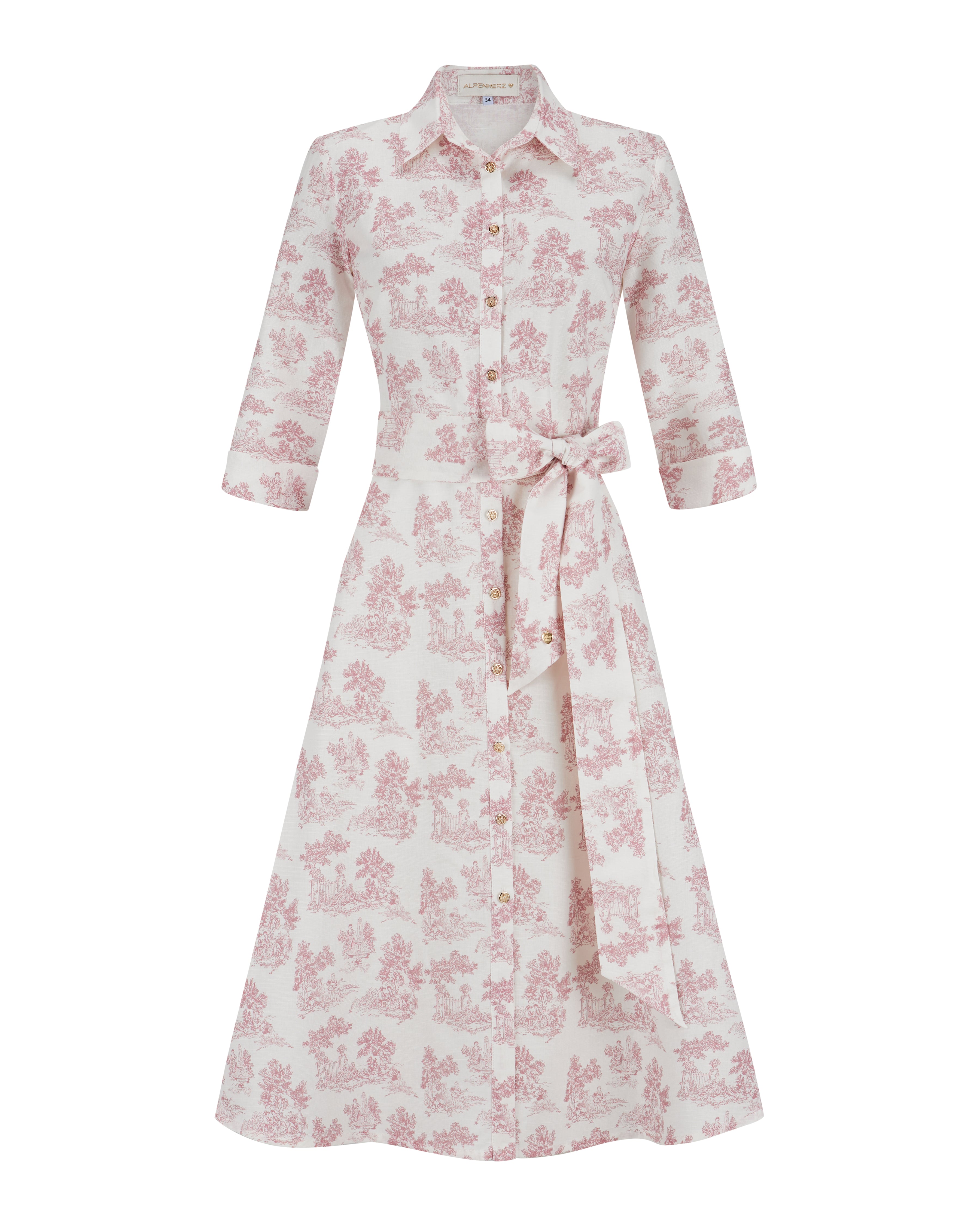 alpenherz-blusenkleid-monaco-sommerkleid-wei-rosa-toile-de-jouy image 2